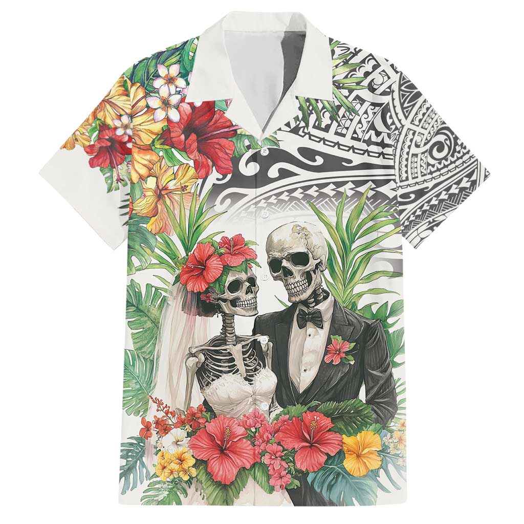 Skeleton Love for Valentines Day Hawaiian Shirt Polynesian Tribal Love Forever LT9 White - Polynesian Pride