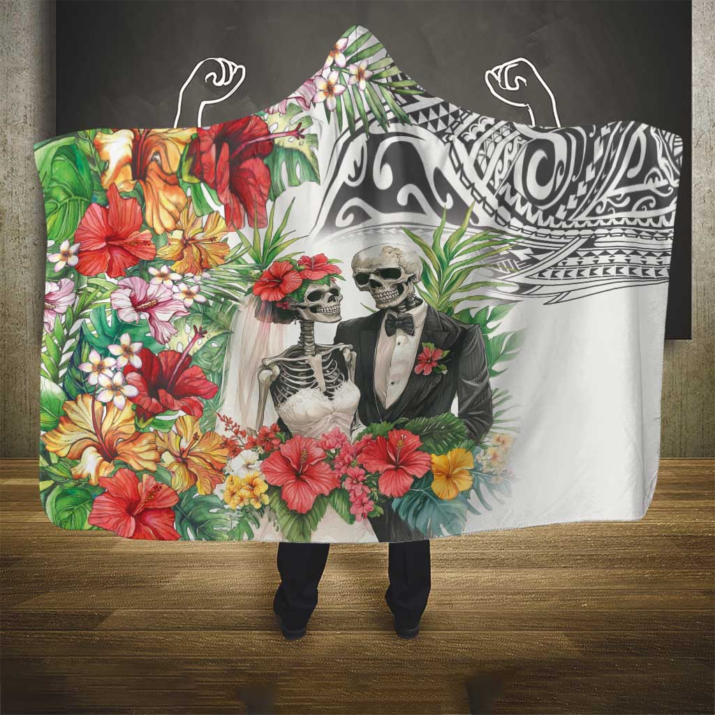 Skeleton Love for Valentines Day Hooded Blanket Polynesian Tribal Love Forever LT9 - Polynesian Pride