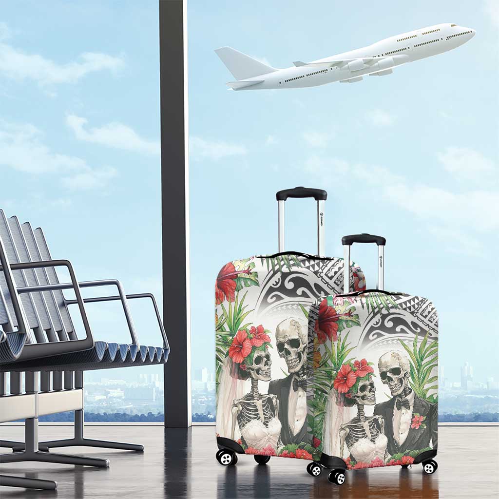 Skeleton Love for Valentine’s Day Luggage Cover Polynesian Tribal Love Forever