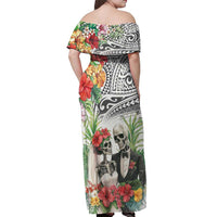 Skeleton Love for Valentines Day Off Shoulder Maxi Dress Polynesian Tribal Love Forever LT9 - Polynesian Pride
