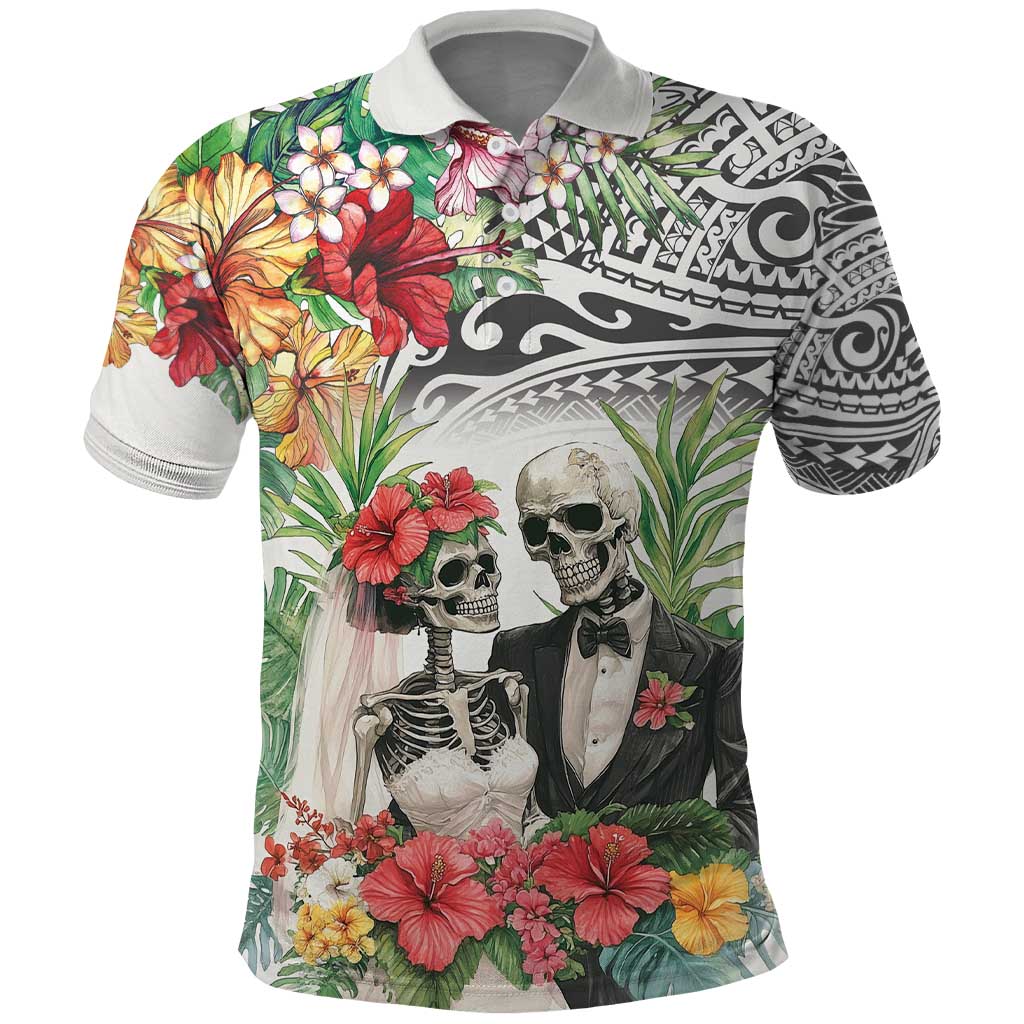 Skeleton Love for Valentine’s Day Polo Shirt Polynesian Tribal Love Forever