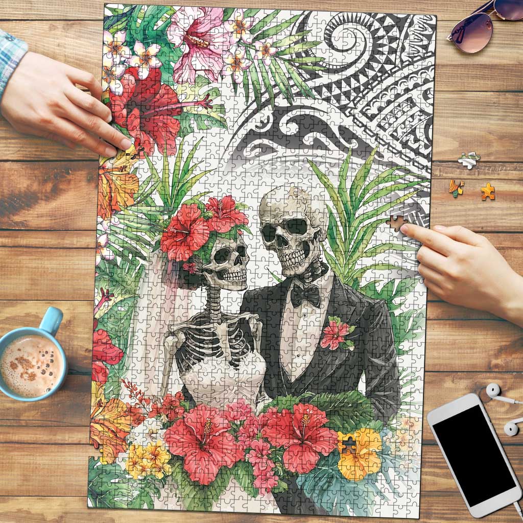 Skeleton Love for Valentines Day Puzzle Polynesian Tribal Love Forever LT9 White - Polynesian Pride