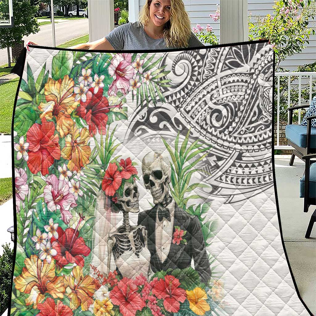 Skeleton Love for Valentine’s Day Quilt Polynesian Tribal Love Forever