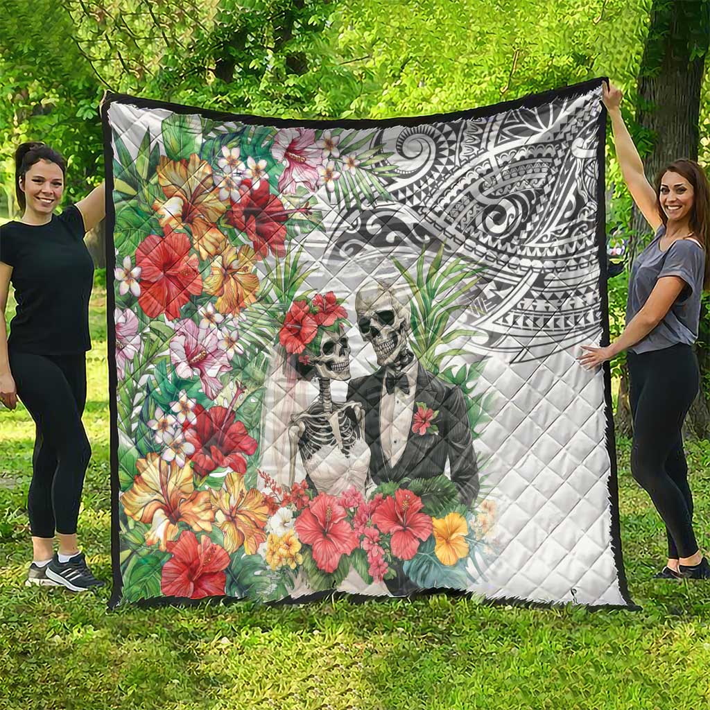 Skeleton Love for Valentine’s Day Quilt Polynesian Tribal Love Forever