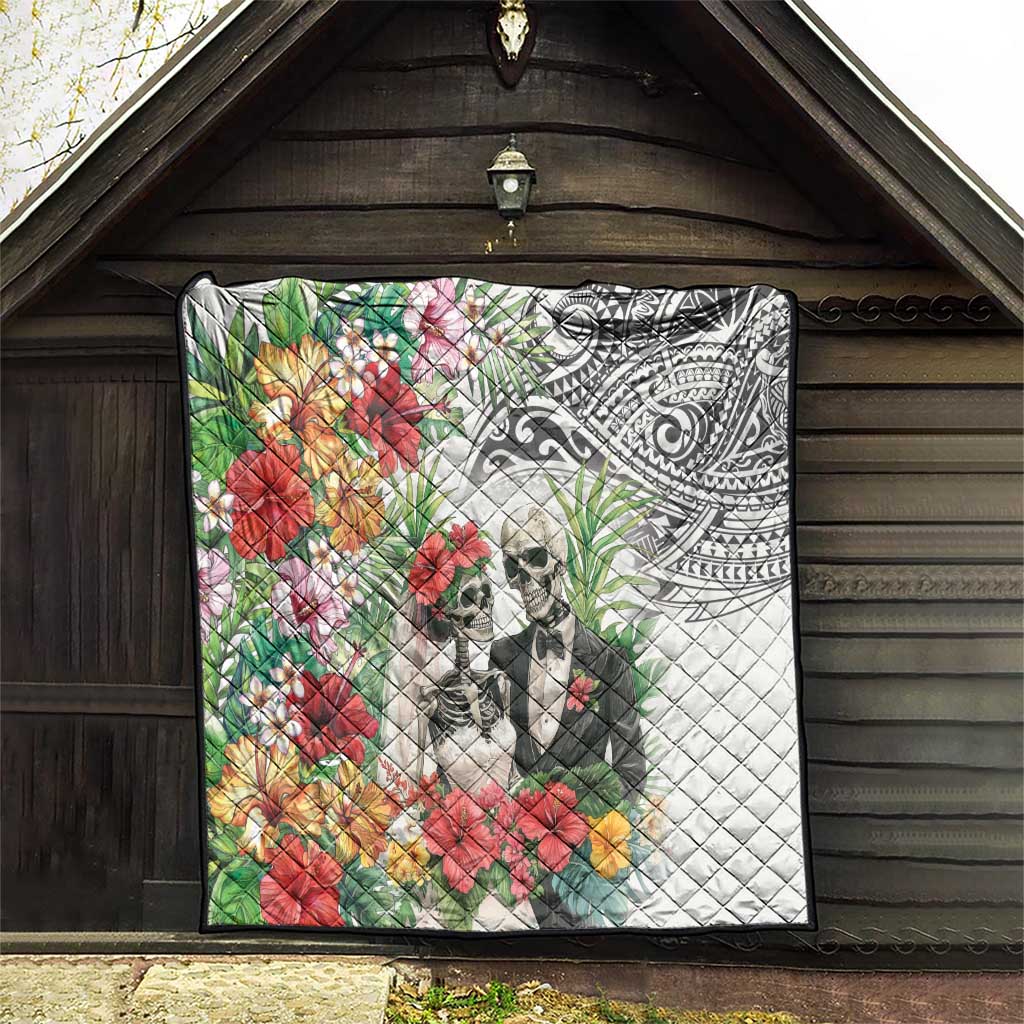 Skeleton Love for Valentine’s Day Quilt Polynesian Tribal Love Forever