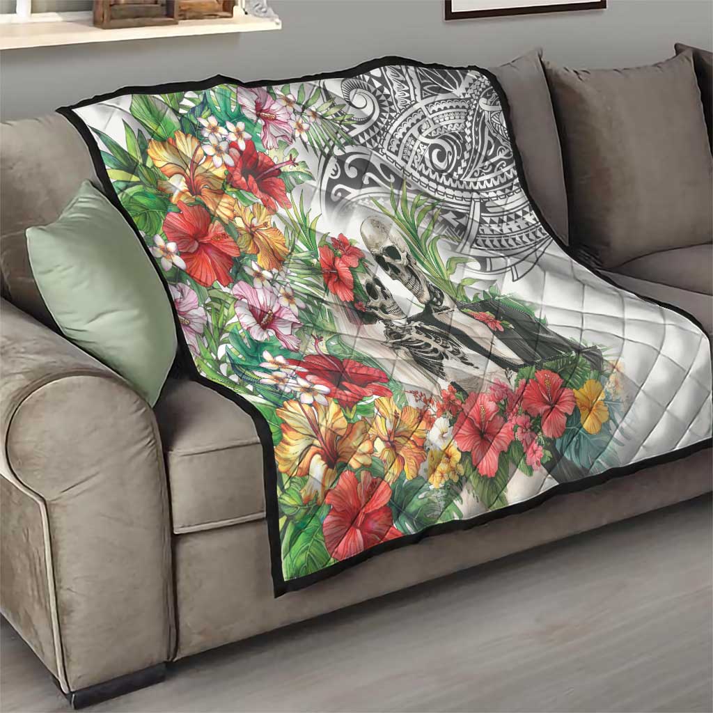 Skeleton Love for Valentine’s Day Quilt Polynesian Tribal Love Forever