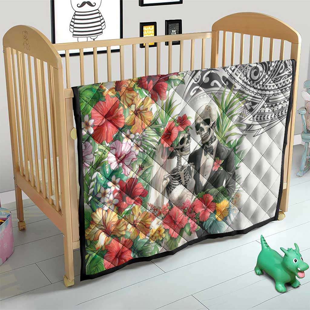 Skeleton Love for Valentine’s Day Quilt Polynesian Tribal Love Forever