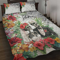 Skeleton Love for Valentines Day Quilt Bed Set Polynesian Tribal Love Forever LT9 White - Polynesian Pride