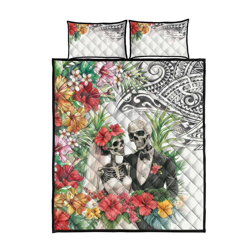 Skeleton Love for Valentines Day Quilt Bed Set Polynesian Tribal Love Forever LT9 - Polynesian Pride