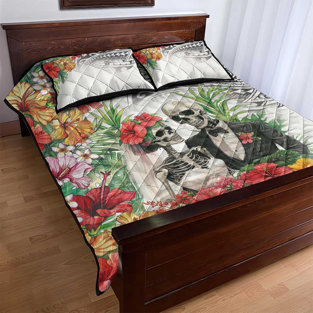 Skeleton Love for Valentines Day Quilt Bed Set Polynesian Tribal Love Forever LT9 - Polynesian Pride