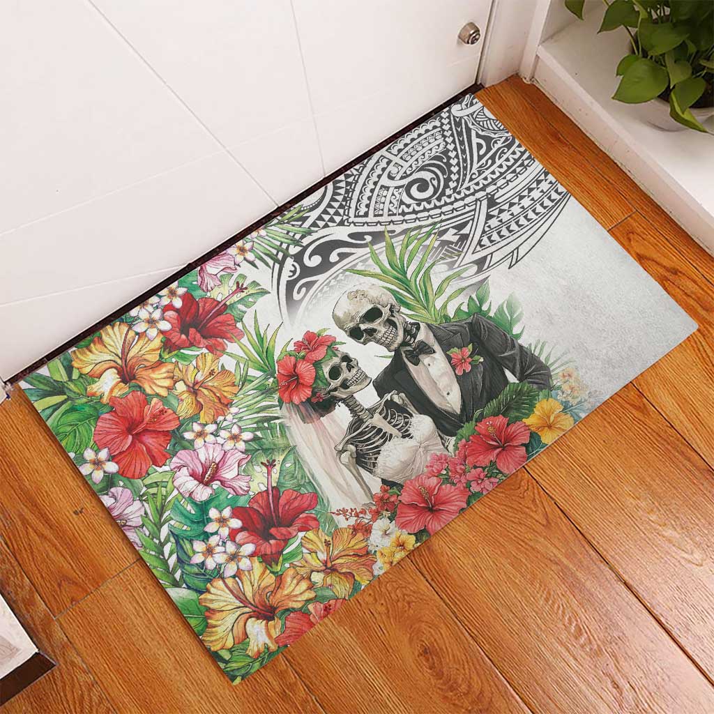 Skeleton Love for Valentines Day Rubber Doormat Polynesian Tribal Love Forever LT9 - Polynesian Pride