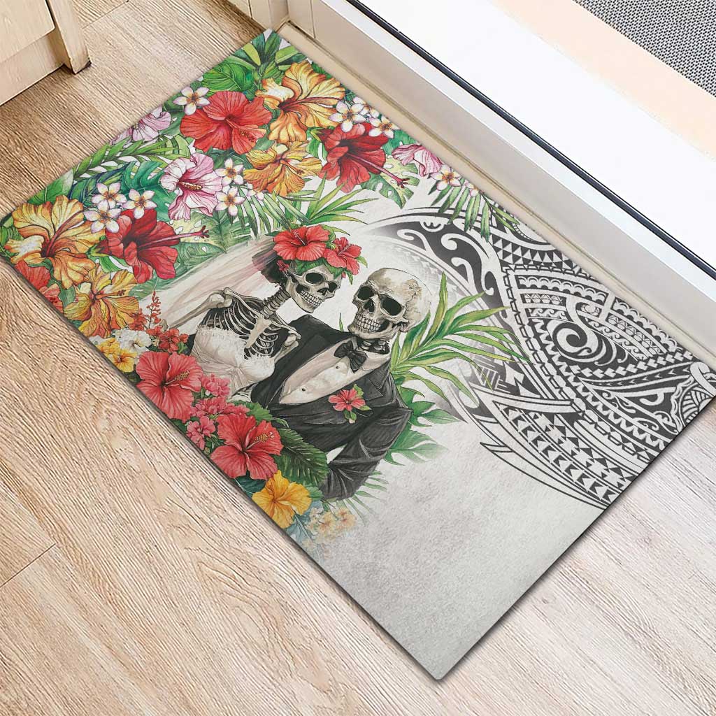 Skeleton Love for Valentines Day Rubber Doormat Polynesian Tribal Love Forever LT9 - Polynesian Pride