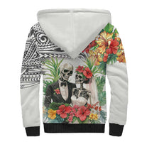 Skeleton Love for Valentines Day Sherpa Hoodie Polynesian Tribal Love Forever LT9 - Polynesian Pride
