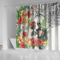 Skeleton Love for Valentine’s Day Shower Curtain Polynesian Tribal Love Forever