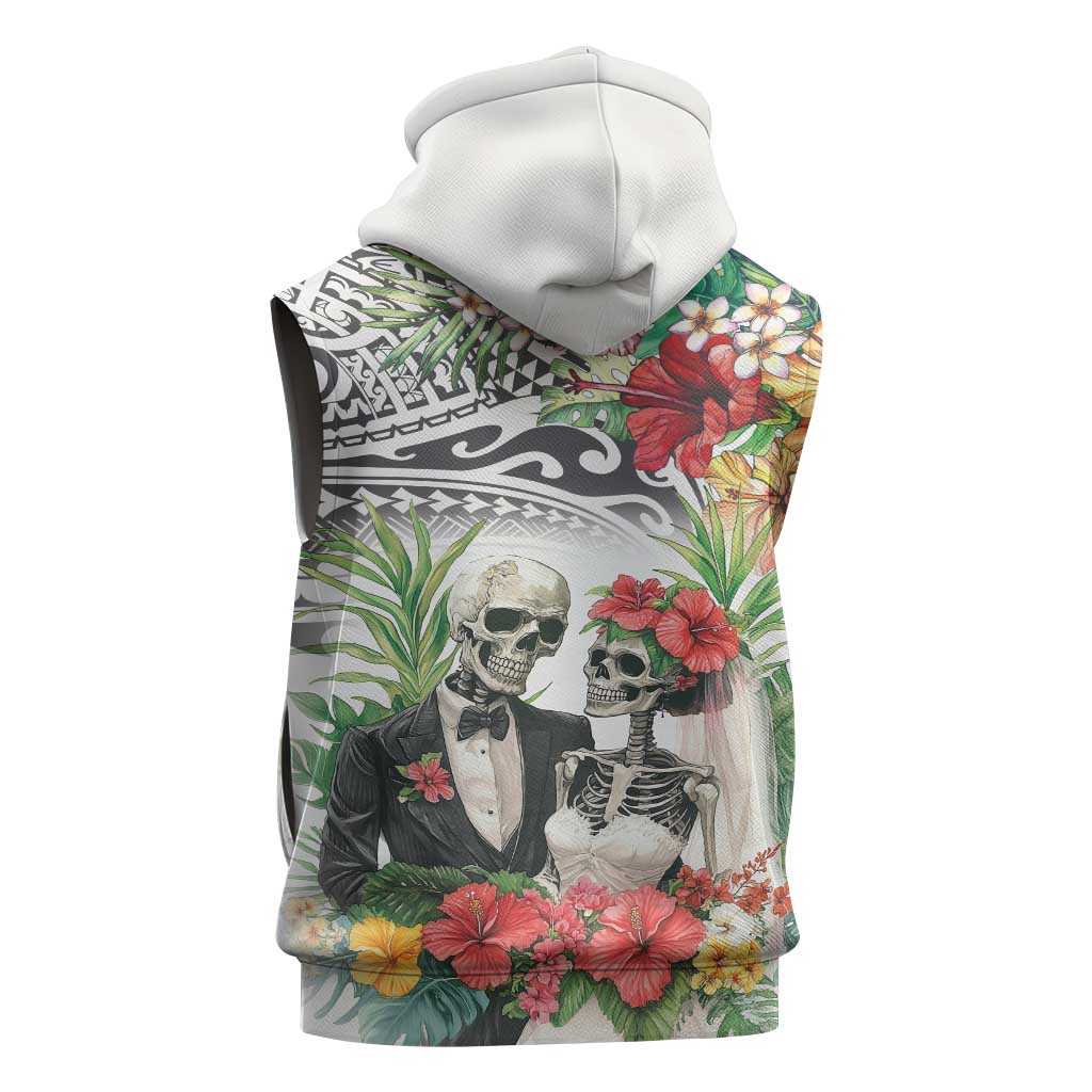 Skeleton Love for Valentines Day Sleeveless Hoodie Polynesian Tribal Love Forever LT9 - Polynesian Pride