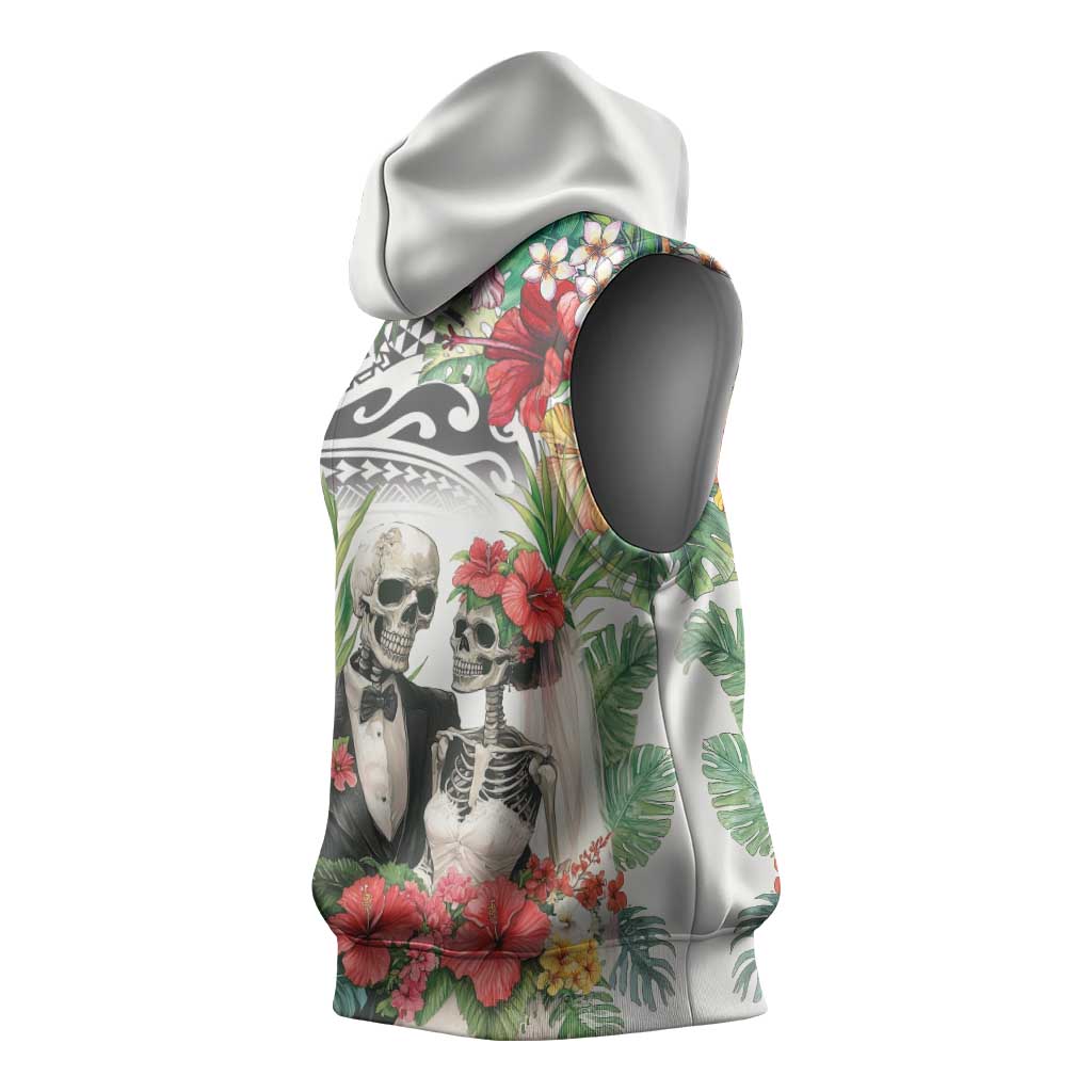 Skeleton Love for Valentines Day Sleeveless Hoodie Polynesian Tribal Love Forever LT9 - Polynesian Pride