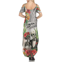 Skeleton Love for Valentines Day Summer Maxi Dress Polynesian Tribal Love Forever LT9 - Polynesian Pride