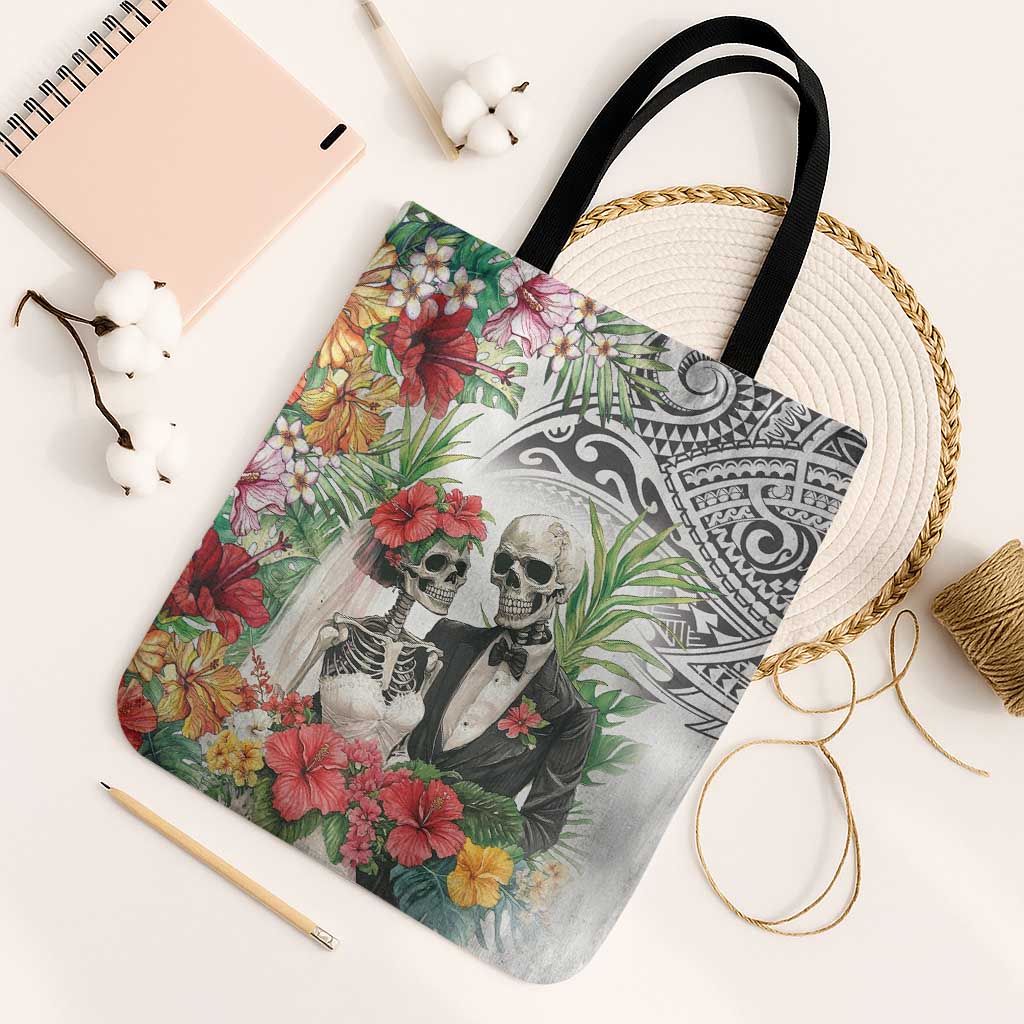 Skeleton Love for Valentine’s Day Tote Bag Polynesian Tribal Love Forever - Polynesian Pride