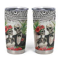 Skeleton Love for Valentines Day Tumbler Cup Polynesian Tribal Love Forever LT9 White - Polynesian Pride