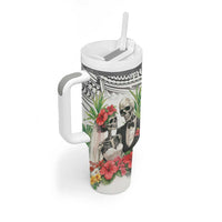 Skeleton Love for Valentines Day Tumbler With Handle Polynesian Tribal Love Forever LT9 - Polynesian Pride