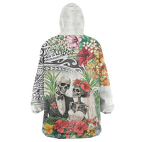 Skeleton Love for Valentines Day Wearable Blanket Hoodie Polynesian Tribal Love Forever LT9 - Polynesian Pride