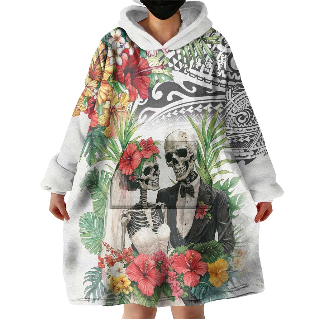 Skeleton Love for Valentines Day Wearable Blanket Hoodie Polynesian Tribal Love Forever LT9 - Polynesian Pride