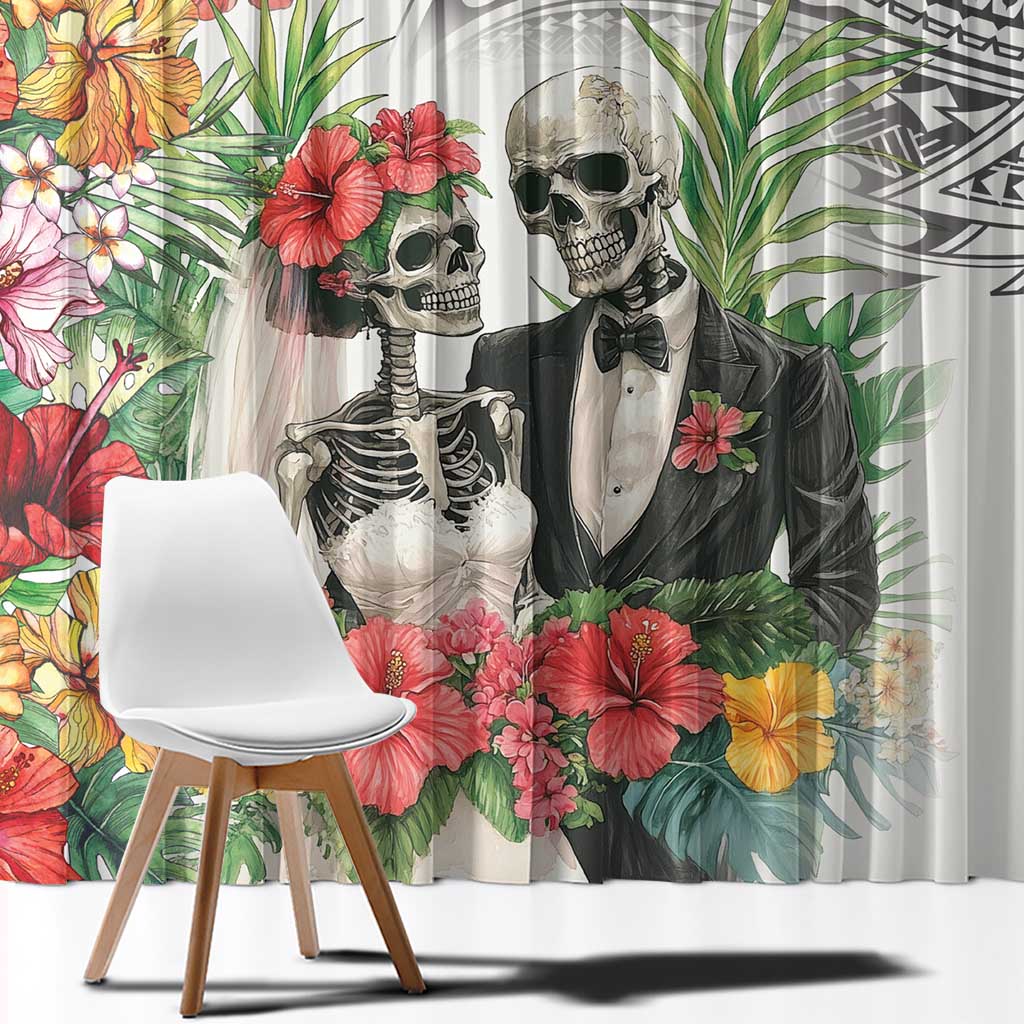 Skeleton Love for Valentines Day Window Curtain Polynesian Tribal Love Forever LT9 - Polynesian Pride