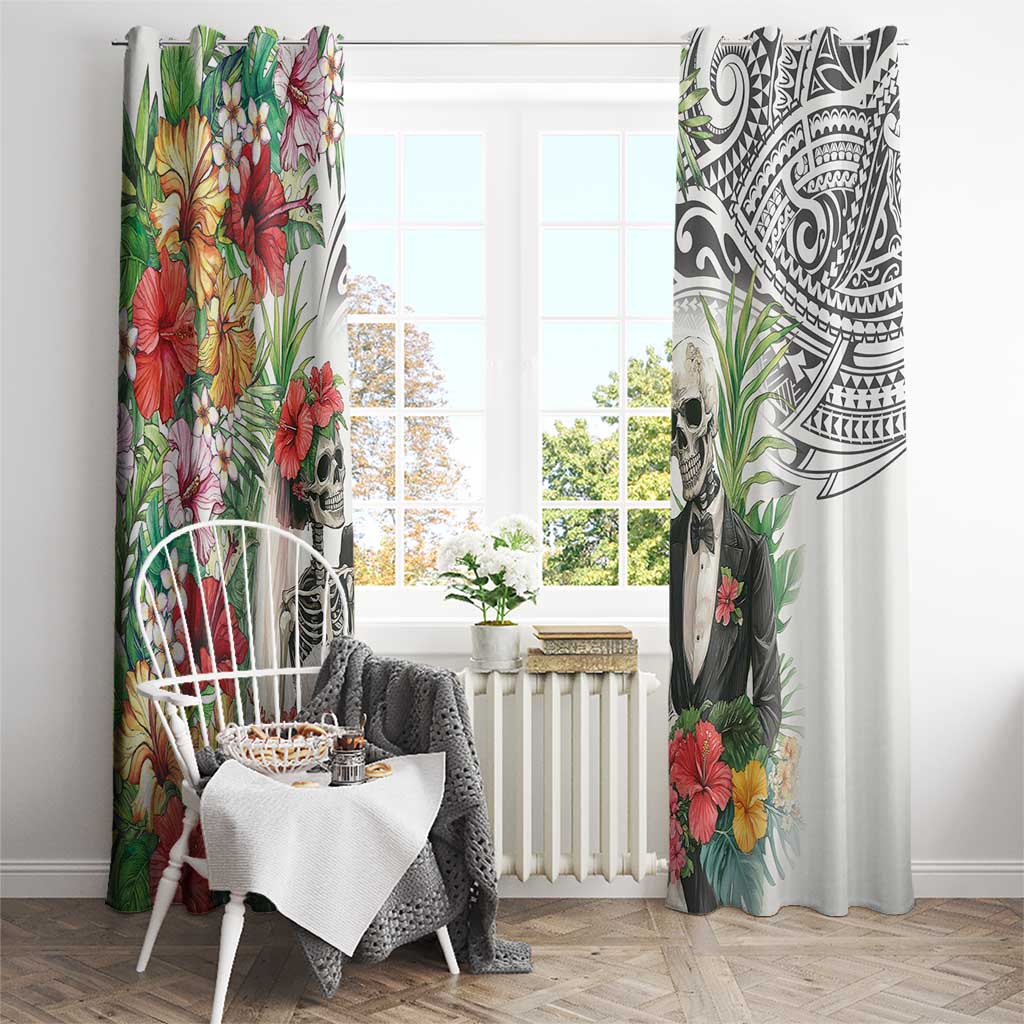 Skeleton Love for Valentines Day Window Curtain Polynesian Tribal Love Forever LT9 - Polynesian Pride