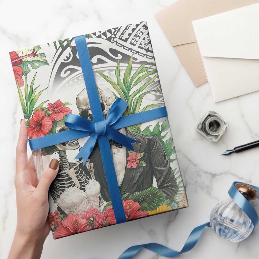 Skeleton Love for Valentines Day Wrapping Paper Polynesian Tribal Love Forever LT9 - Polynesian Pride