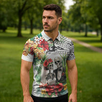 Skeleton Love for Valentines Day Zipper Polo Shirt Polynesian Tribal Love Forever LT9 - Polynesian Pride