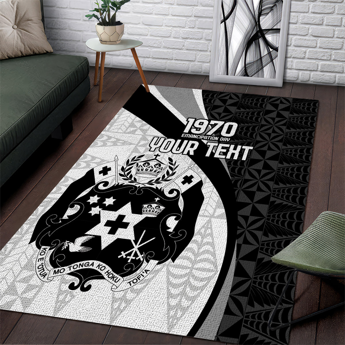 Personalised Tonga Emancipation Day Area Rug Since 1970 Ngatu Tribal Pattern