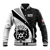 Personalised Tonga Emancipation Day Baseball Jacket Since 1970 Ngatu Tribal Pattern LT9 Unisex Black - Polynesian Pride