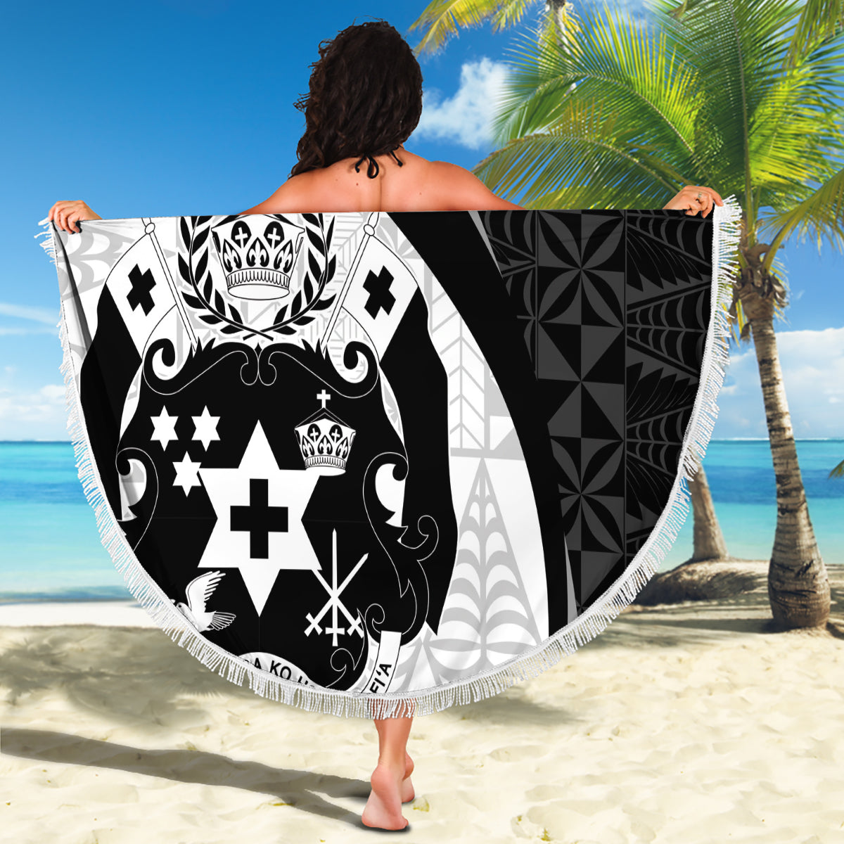 Personalised Tonga Emancipation Day Beach Blanket Since 1970 Ngatu Tribal Pattern LT9 - Polynesian Pride