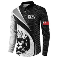 Personalised Tonga Emancipation Day Button Sweatshirt Since 1970 Ngatu Tribal Pattern LT9 - Polynesian Pride