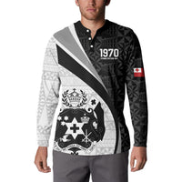 Personalised Tonga Emancipation Day Button Sweatshirt Since 1970 Ngatu Tribal Pattern LT9 - Polynesian Pride