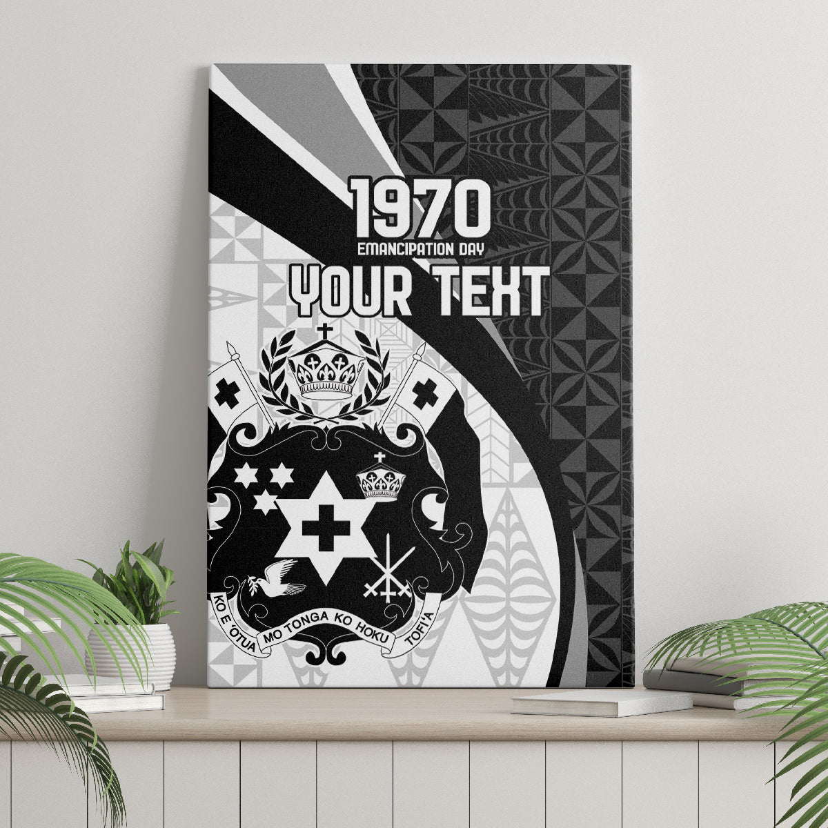 Personalised Tonga Emancipation Day Canvas Wall Art Since 1970 Ngatu Tribal Pattern LT9 - Polynesian Pride