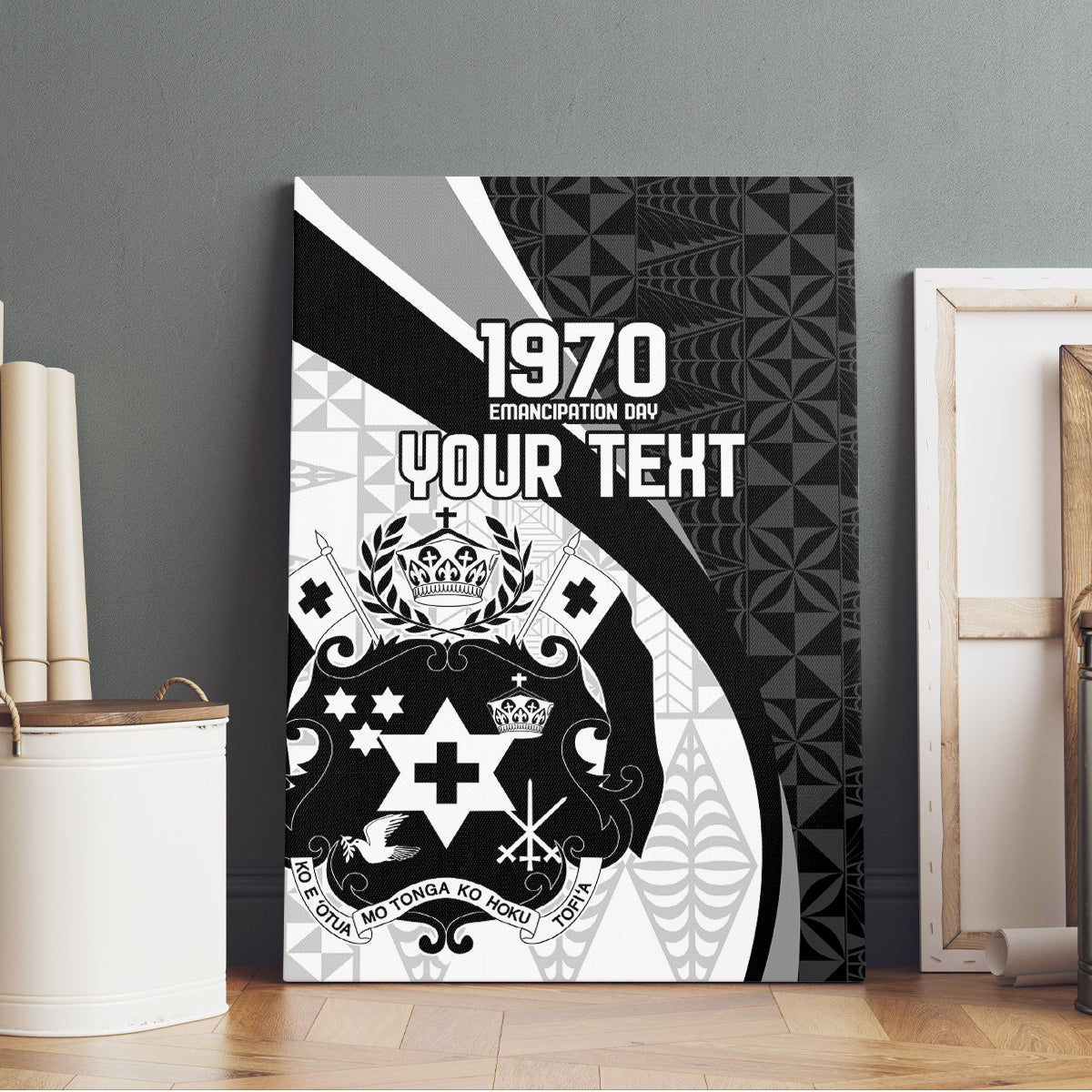 Personalised Tonga Emancipation Day Canvas Wall Art Since 1970 Ngatu Tribal Pattern LT9 - Polynesian Pride