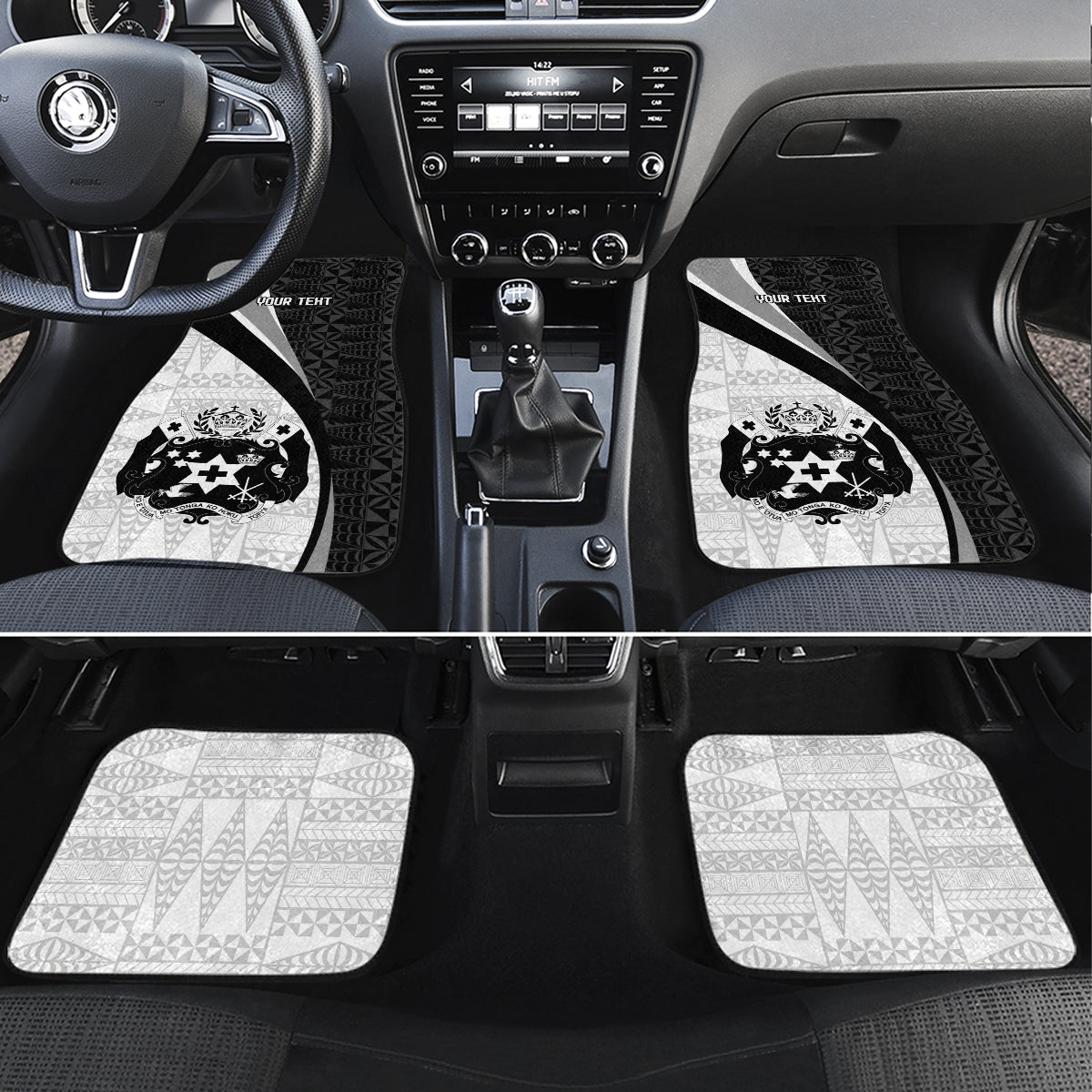 Personalised Tonga Emancipation Day Car Mats Since 1970 Ngatu Tribal Pattern LT9 Set 4pcs Black - Polynesian Pride