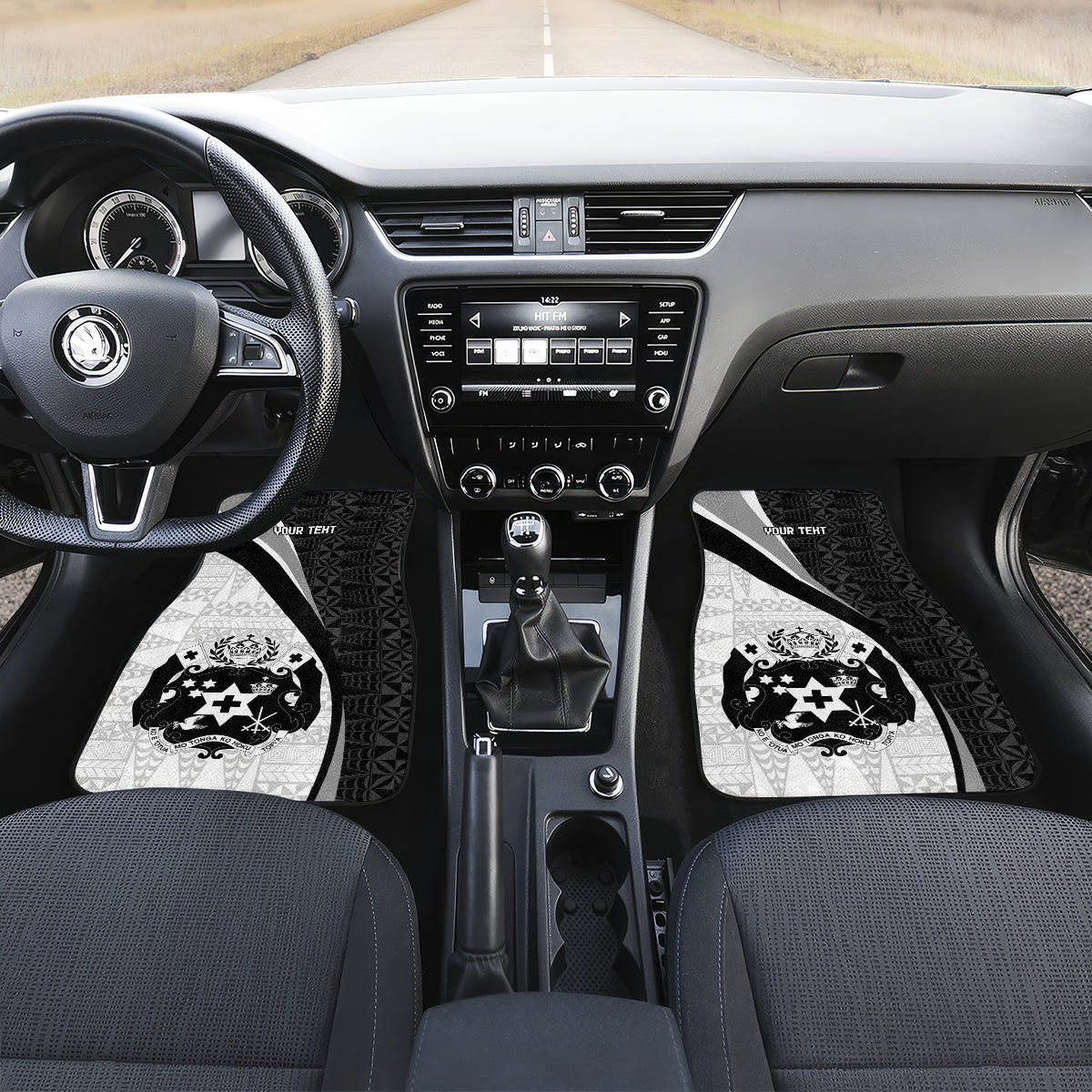 Personalised Tonga Emancipation Day Car Mats Since 1970 Ngatu Tribal Pattern LT9 Set 2pcs - Front Black - Polynesian Pride