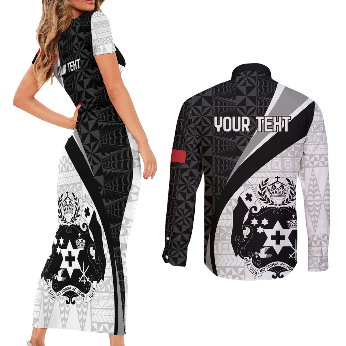 Personalised Tonga Emancipation Day Couples Matching Short Sleeve Bodycon Dress and Long Sleeve Button Shirt Since 1970 Ngatu Tribal Pattern LT9 - Polynesian Pride