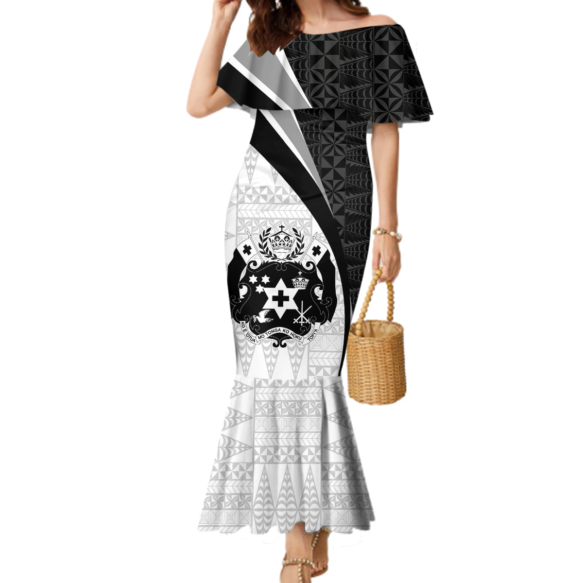 Personalised Tonga Emancipation Day Family Matching Mermaid Dress and Hawaiian Shirt Since 1970 Ngatu Tribal Pattern LT9 Mom's Dress Black - Polynesian Pride