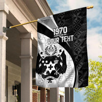 Personalised Tonga Emancipation Day Garden Flag Since 1970 Ngatu Tribal Pattern LT9 House Flag Black - Polynesian Pride