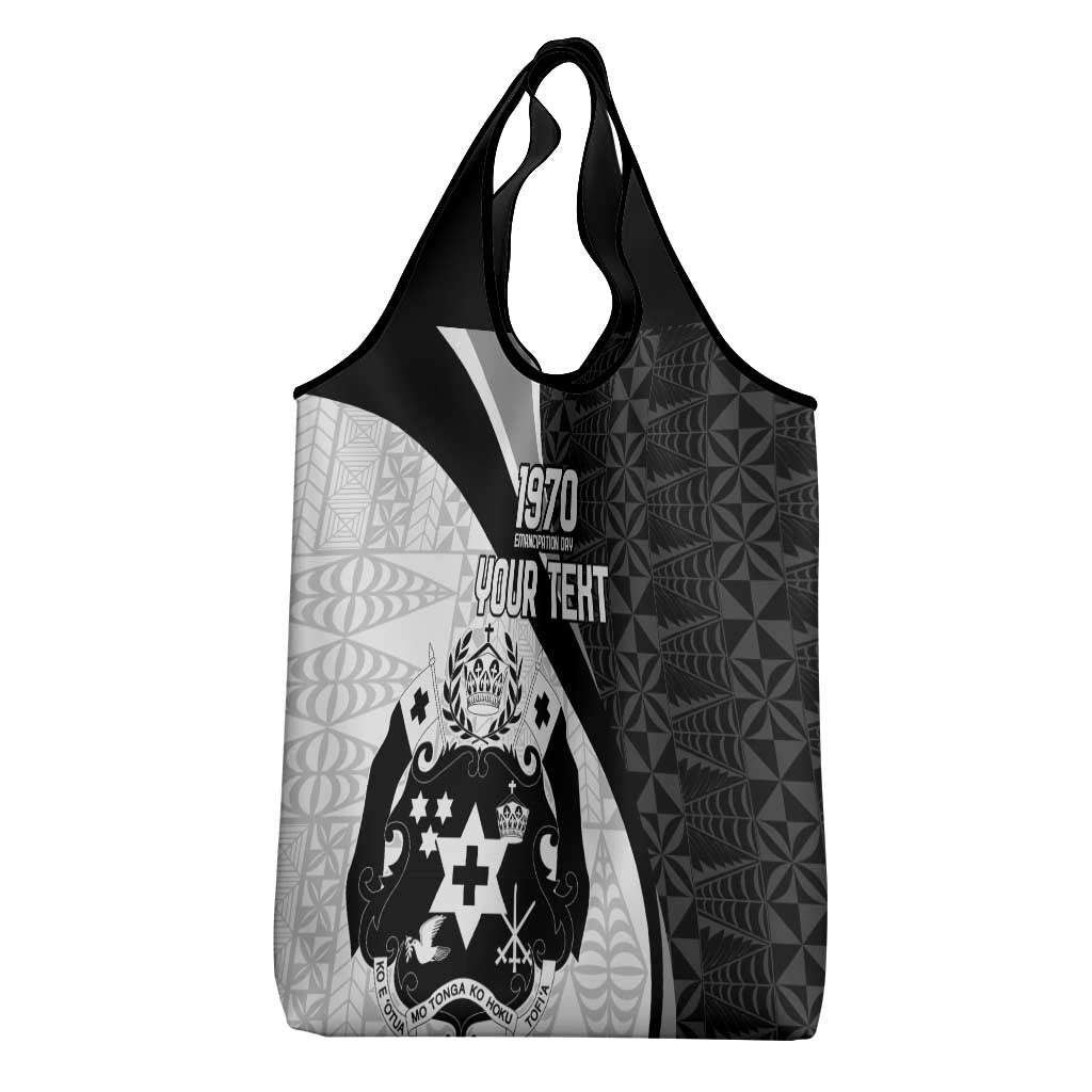 Personalised Tonga Emancipation Day Grocery Bag Since 1970 Ngatu Tribal Pattern LT9 - Polynesian Pride