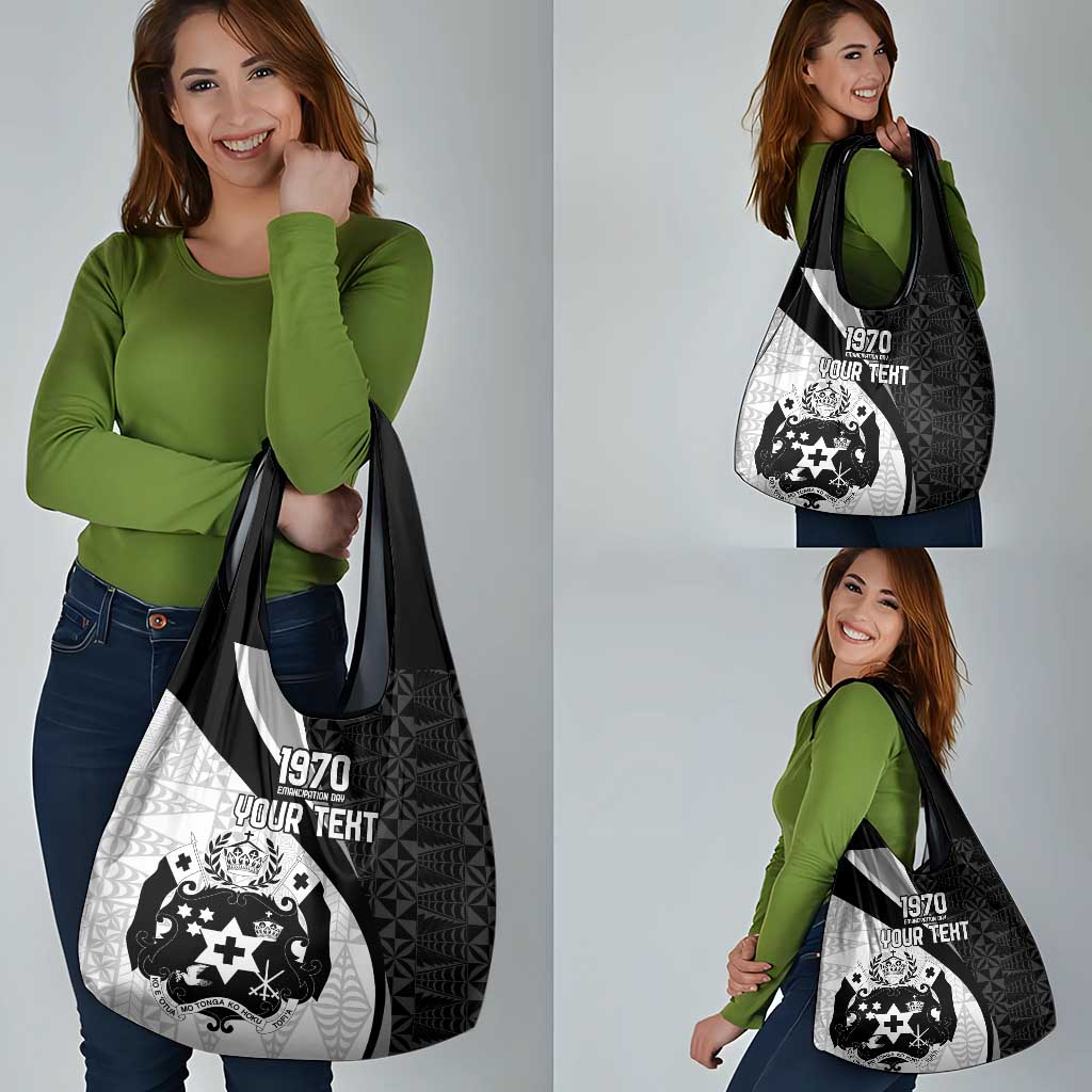 Personalised Tonga Emancipation Day Grocery Bag Since 1970 Ngatu Tribal Pattern LT9 - Polynesian Pride