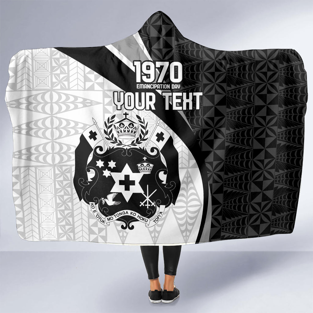 Personalised Tonga Emancipation Day Hooded Blanket Since 1970 Ngatu Tribal Pattern LT9 - Polynesian Pride