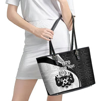 Personalised Tonga Emancipation Day Leather Tote Bag Since 1970 Ngatu Tribal Pattern LT9 - Polynesian Pride