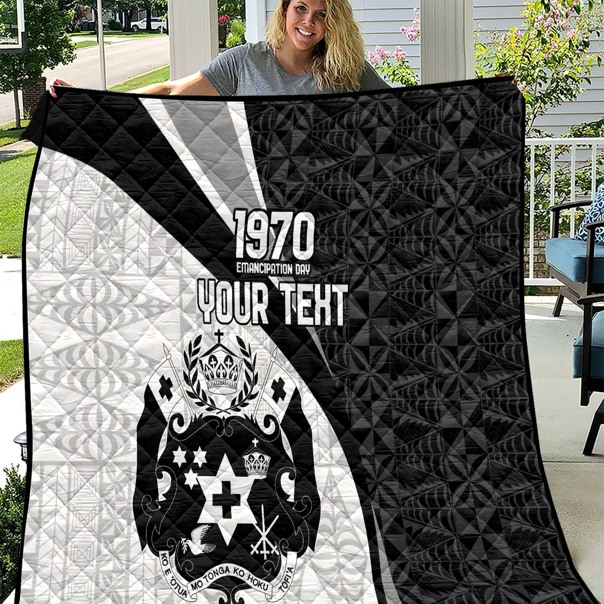 Personalised Tonga Emancipation Day Quilt Since 1970 Ngatu Tribal Pattern