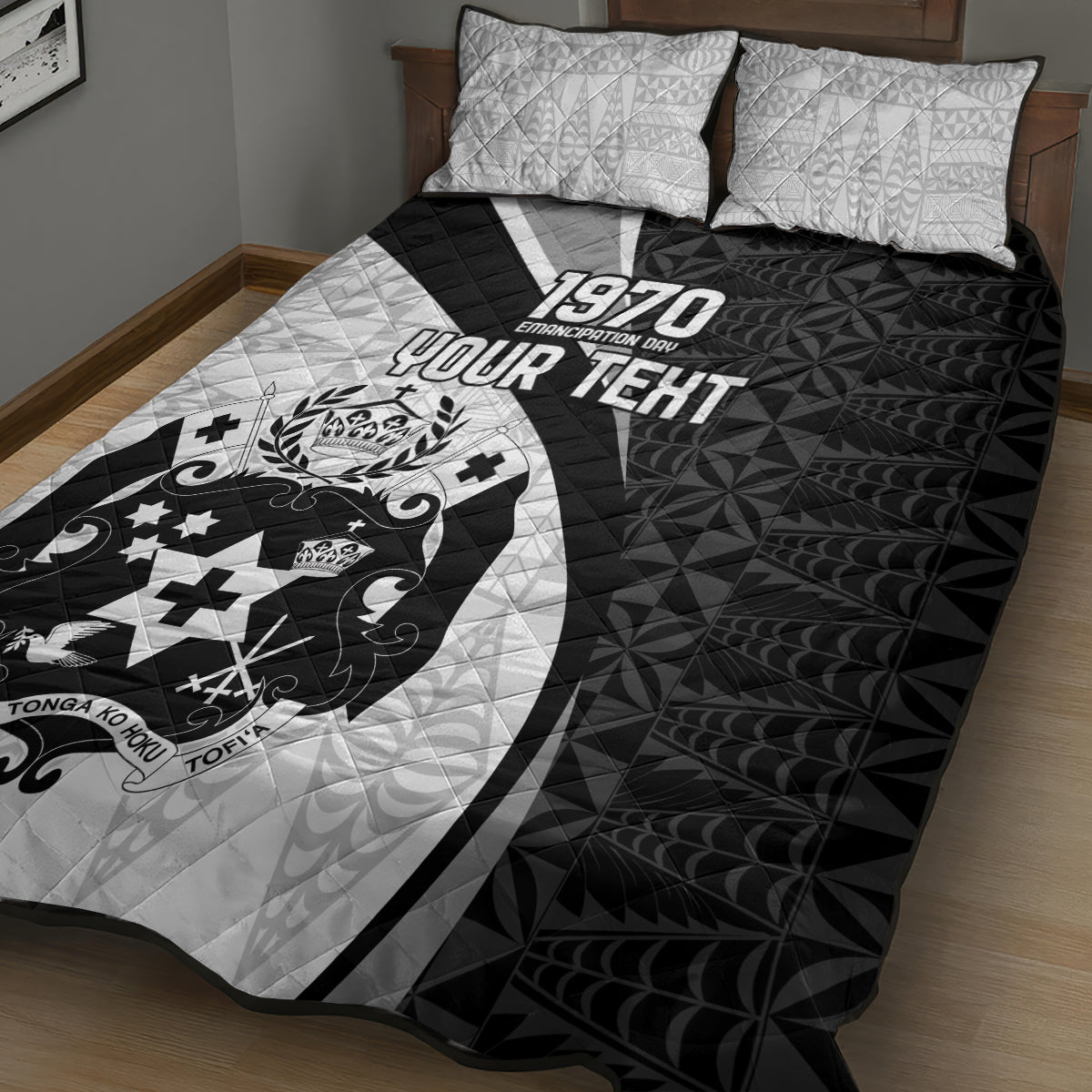 Personalised Tonga Emancipation Day Quilt Bed Set Since 1970 Ngatu Tribal Pattern