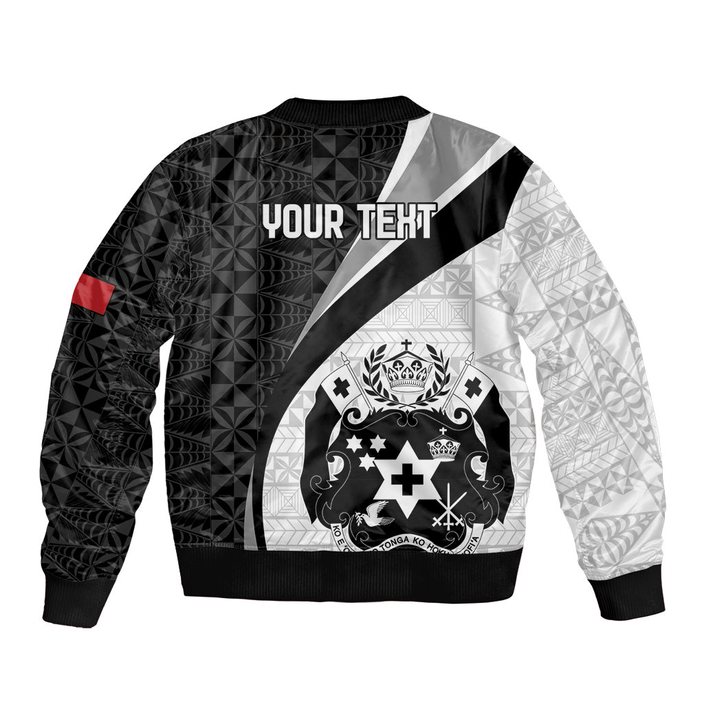 Personalised Tonga Emancipation Day Sleeve Zip Bomber Jacket Since 1970 Ngatu Tribal Pattern LT9 - Polynesian Pride