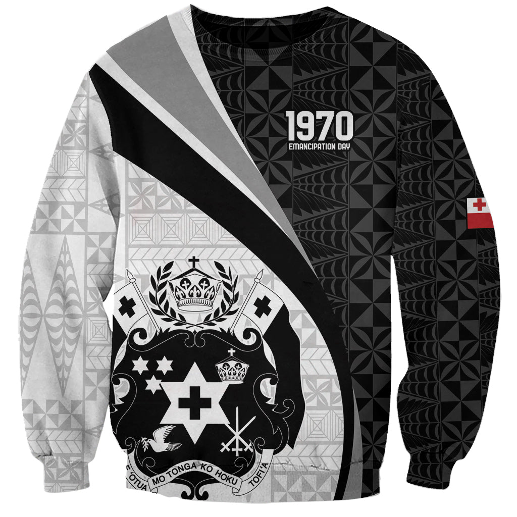 Personalised Tonga Emancipation Day Sweatshirt Since 1970 Ngatu Tribal Pattern